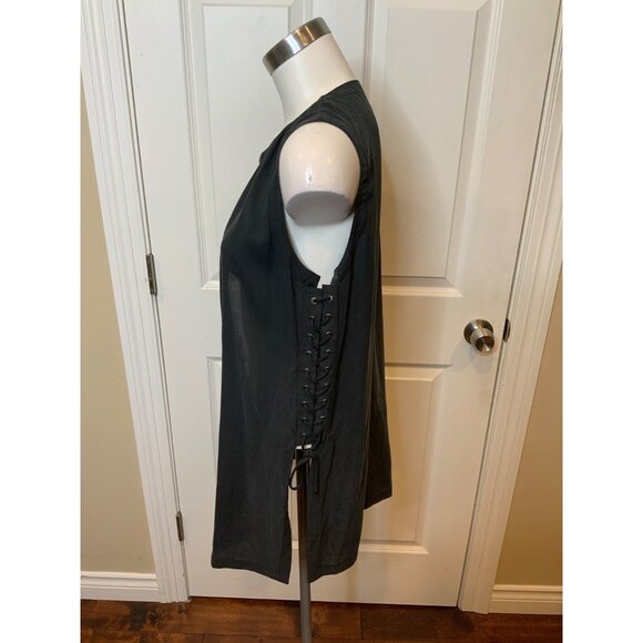 Go Silk Dark Gray 100% Silk Side Lace-Up Vest, Size S - Picture 3 of 5